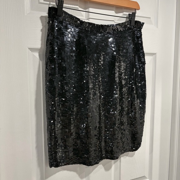 Vintage Modi Black 100% Pure Silk Sequin Mini Pencil Skirt NWT - Picture 2 of 8